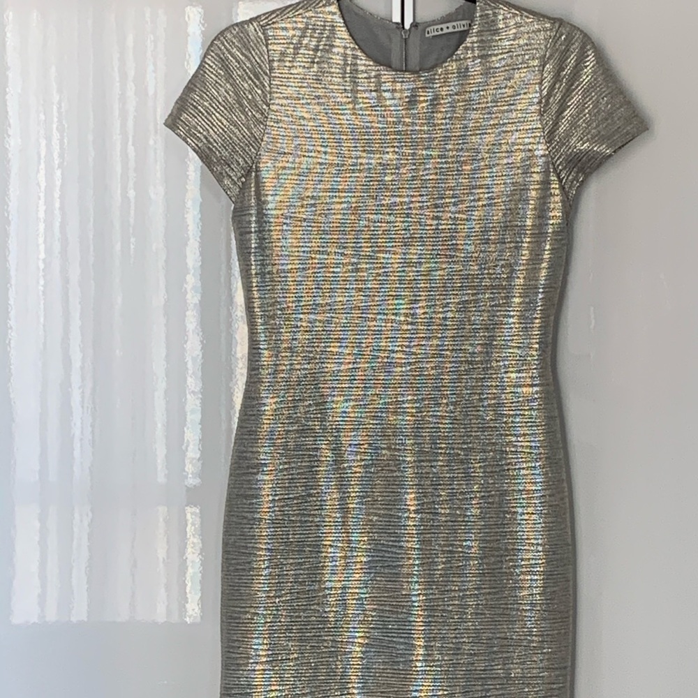 alice + olivia Silver Foil Dress